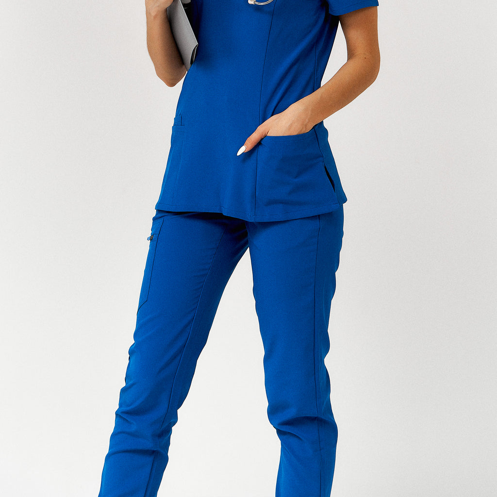 Pantalon de bloc médical 4 poches pour femme Bleu roi