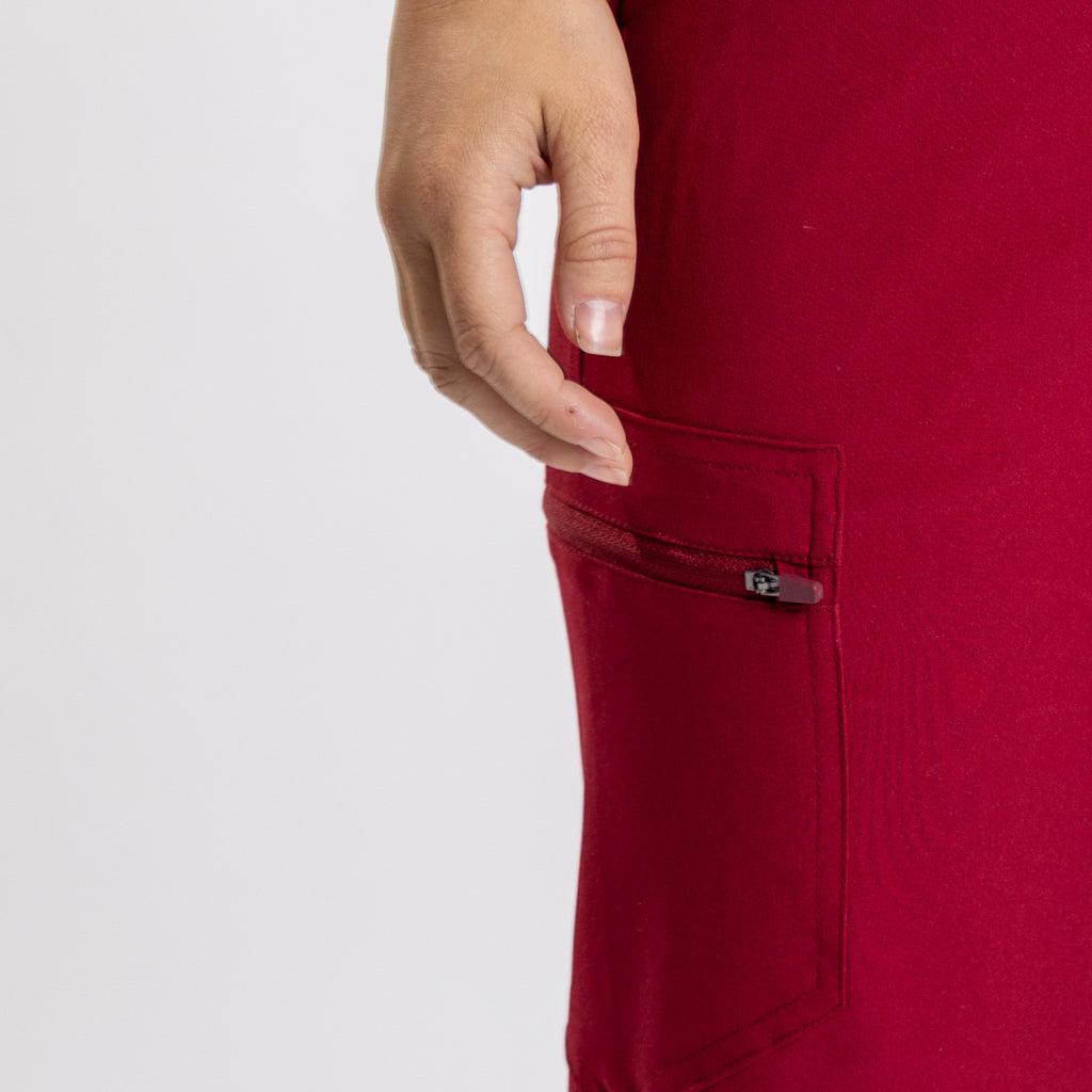 Pantalon médical 4 poches pour femme Bordeaux
