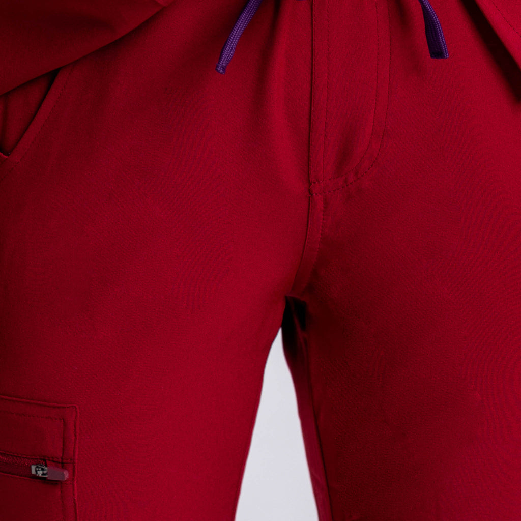 FIGS YOLA Skinny Scrub Pants for Women – Burgundy, Petite XXS